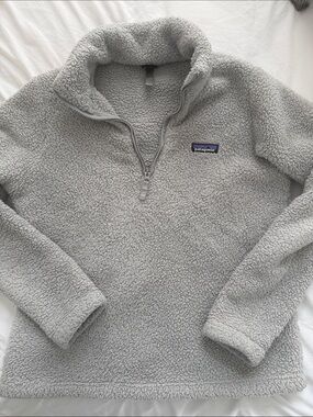 Patagonia Light Gray Sherpa Quarter-Zip Pullover